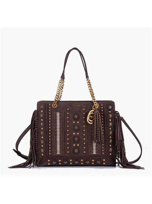 jungle shopper leather+sue.+t-synt LA CARRIE | 152M-TB-198-LSTCOMBI BROWN